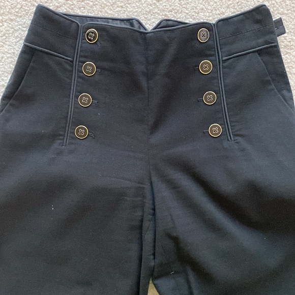 High waisted, lightly flared black pants with button accents from Elevenses - Picture 2 of 5